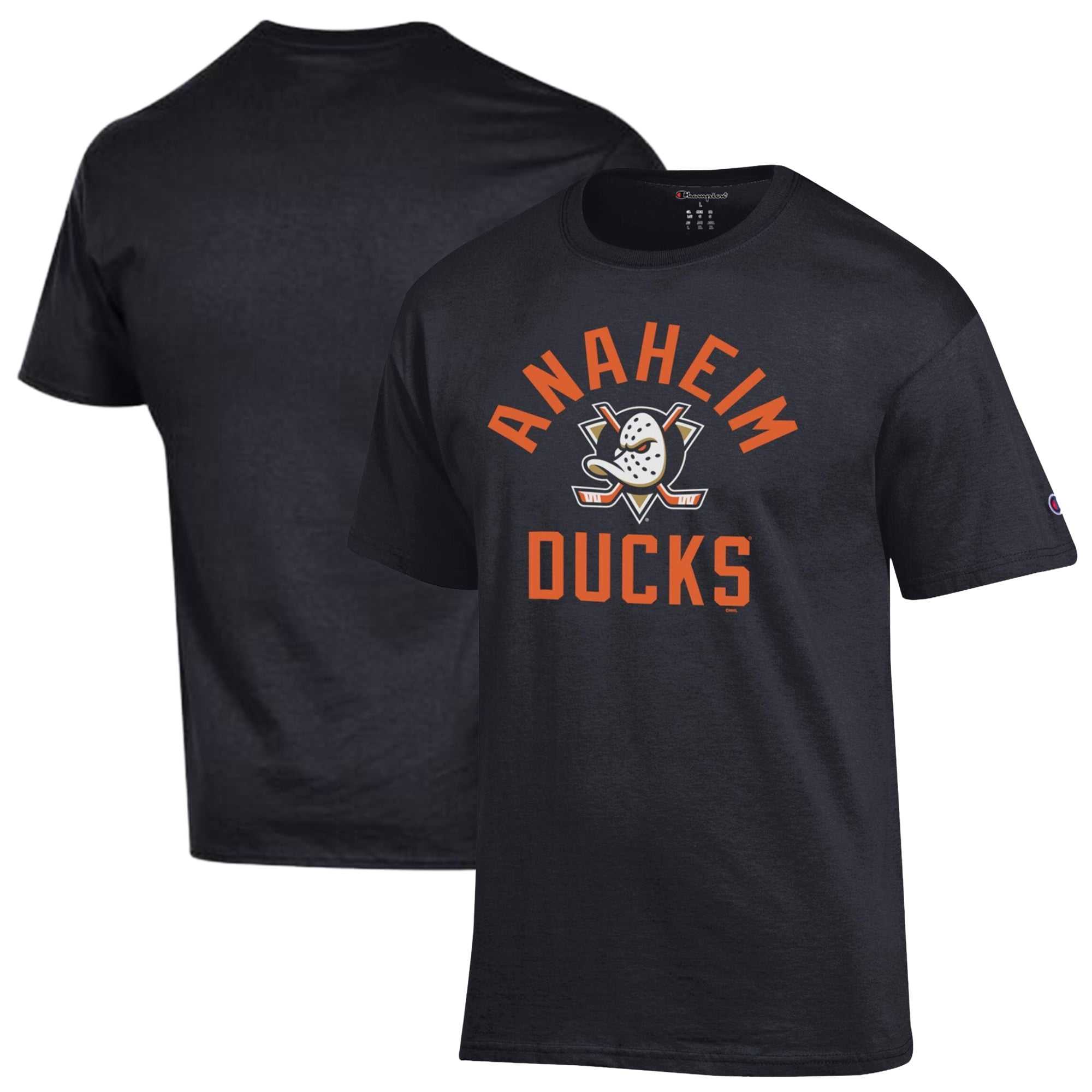 Men's Champion Black Anaheim Ducks Primary Logo Jersey T-Shirt