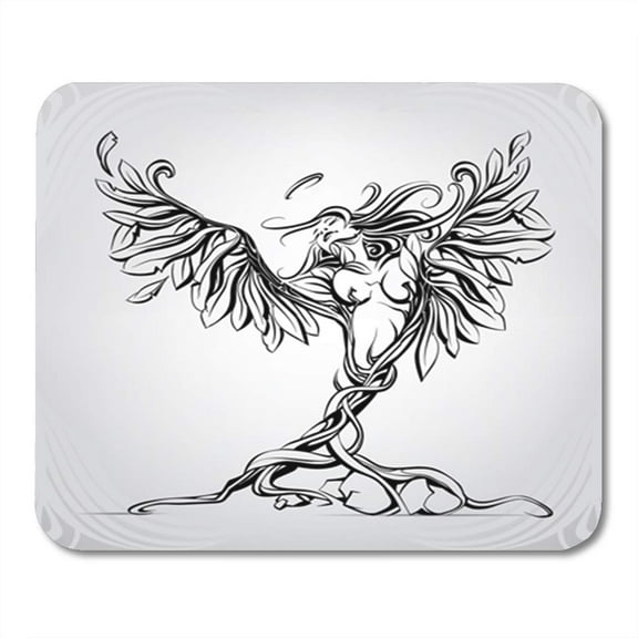 SIDONKU Tattoo Birth of an Angel Art Girl Graphic Vector Mousepad Mouse Pad Mouse Mat 9x10 inch