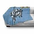 thumbnail image 3 of Chill Soft Flannel Fleece Throw Blanket, Summer Vibes Gone to the Beach Holiday Theme with Nautical Elements, Cozy Plush for Indoor and Outdoor Use, 50" x 60", Blue Marigold Pink, by Ambesonne, 3 of 6