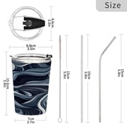 11oz Stainless Steel Tumbler with Straw, Double Wall Insulated Travel Tumbler Digital Waves Pattern