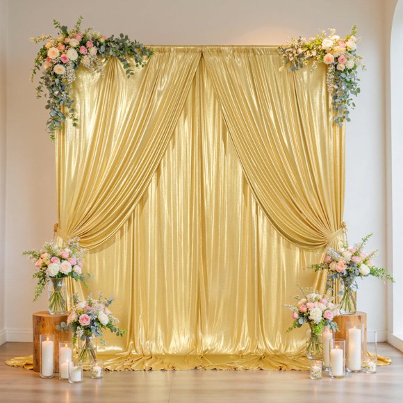 Cortina de lentejuelas doradas Backdrop Outpain de 6 x 3 m, sin arrugas