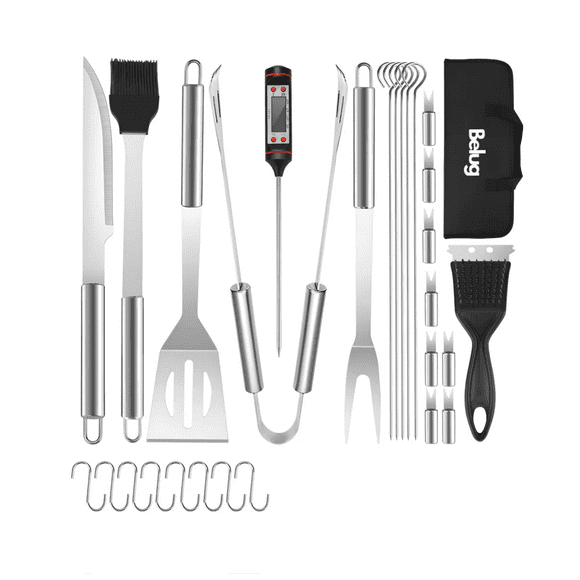 Juego De Barbacoa Utensilios De Parrilla Inoxidable De 30pcs Belug Plateado