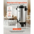 thumbnail image 2 of VEVOR Commercial Coffee Urn, 40 Cup 203oz Hot Beverage Dispenser with Dripless Faucet, 1090W Quick-Brewing Coffee Maker, Automatic Temperature Control, 2 of 9