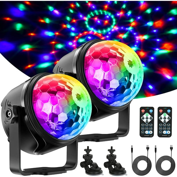 Jeux d'Éclairage pour le Soir, USB 360 ° Disco Boule Lumière Rotative DJ  7RGB Lumière pour Voiture, DJ, KTV, Festival, Noël, Noël 