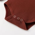 thumbnail image 5 of Pandaie 0-2T Newborn Baby Boy Girl Clothes Button Long Sleeve Romper Bodysuit Pants Set Infant Ribbed Fall Winter Outfits Coffee, 5 of 8