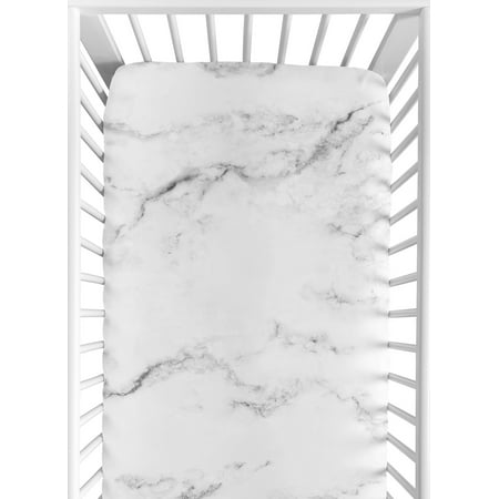 UPC: 0846480067788 | Marble Black and White Collection Crib Sheet