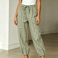 thumbnail image 5 of VBVC Women's Y2K Gingham Drawstring Jogger Pants , Casual Plaid Lounge Pants For Women , Ladies' Button Hem Trousers with Pockets, Army Green , S-2XL, 5 of 7