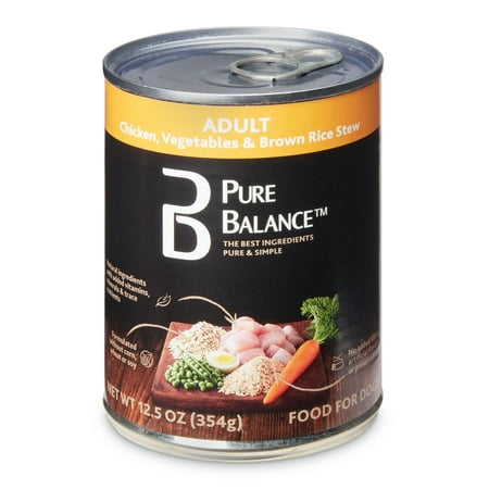 (12 Pack) Pure Balance Chicken, Vegetables & Brown Rice Stew Adult Wet Dog Food, 12.5