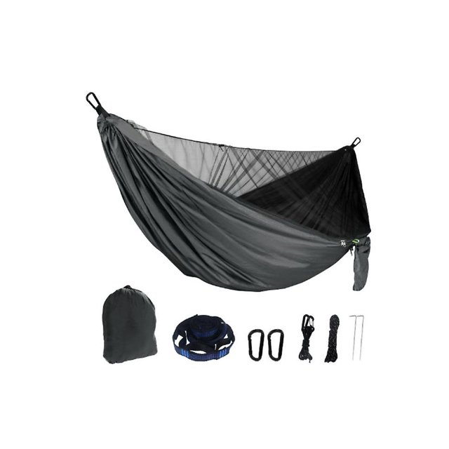 Hamaca de viaje ultraligera CHAO negra para acampar capacidad de carga de 300 kg 290 x 140 cm