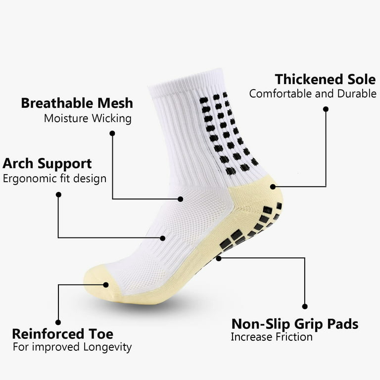 WILLED Men's Grip Soccer Socks Anti Slip Athletic Socks Non Skid Football  Basketball Socks with Grip Pads, 4 Pair