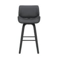thumbnail image 3 of Tyler 26" Swivel Bar Stool in Black Wood and Grey Faux Leather Upholstery, 3 of 11