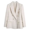 thumbnail image 1 of TRAF-Chaqueta de Tweed con doble botonadura para mujer, abrigo Vintage de manga larga con bolsillos y solapa, prendas de vestir exteriores elegantes, 1 of 5