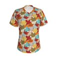 thumbnail image 5 of Zufioo Fall Maple Leaves Print Women's Classic V-neck T-shirt, V-neck Short-sleeved Tops Home Wear, Suitable for Daily Life, Work, Outdoors-Small, 5 of 8