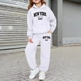 thumbnail image 2 of SGMVNU Girls Boys 2 Piece Outfits Sweatsuit Striped Hoodie Sweatshirts Top and Pants for Kids Tracksuit Clothing Set, Size 6-7 Years, White, 2 of 4