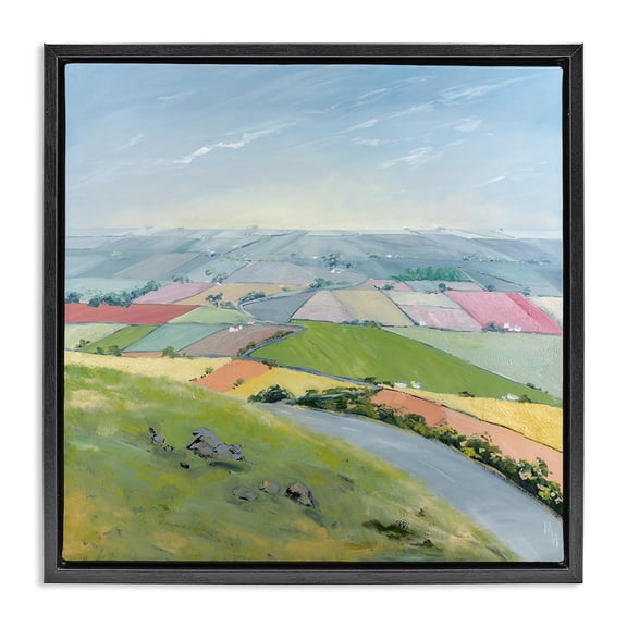 Stupell Industries Farmhouse Overlooking Farm Agriculture Black Floating Frame Canvas Art, 25 x 25, by Meredith Howse