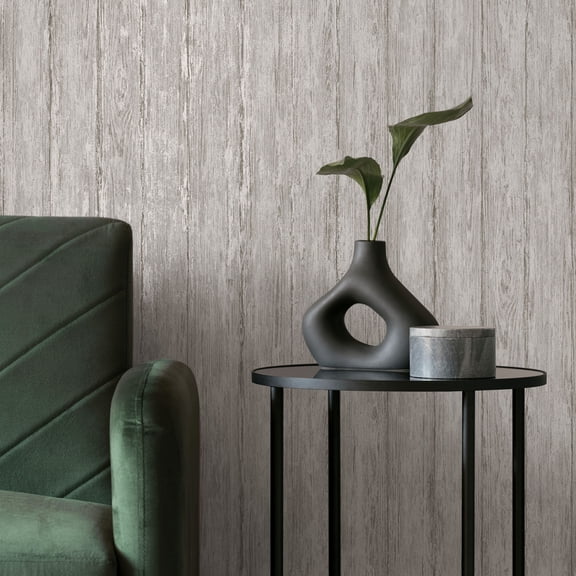 Grey Rustic Timber Print Non Woven Non-Pasted Textured Wallpaper 57 Sq. Ft.