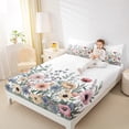 thumbnail image 4 of Homewish Vintage Floral Twin Sheet Sets,Colorful Natural Plant Twin Fitted Sheet,Green White Yellow Flat Sheet For Girls,Breathable Home Decor,3-Piece, 4 of 7