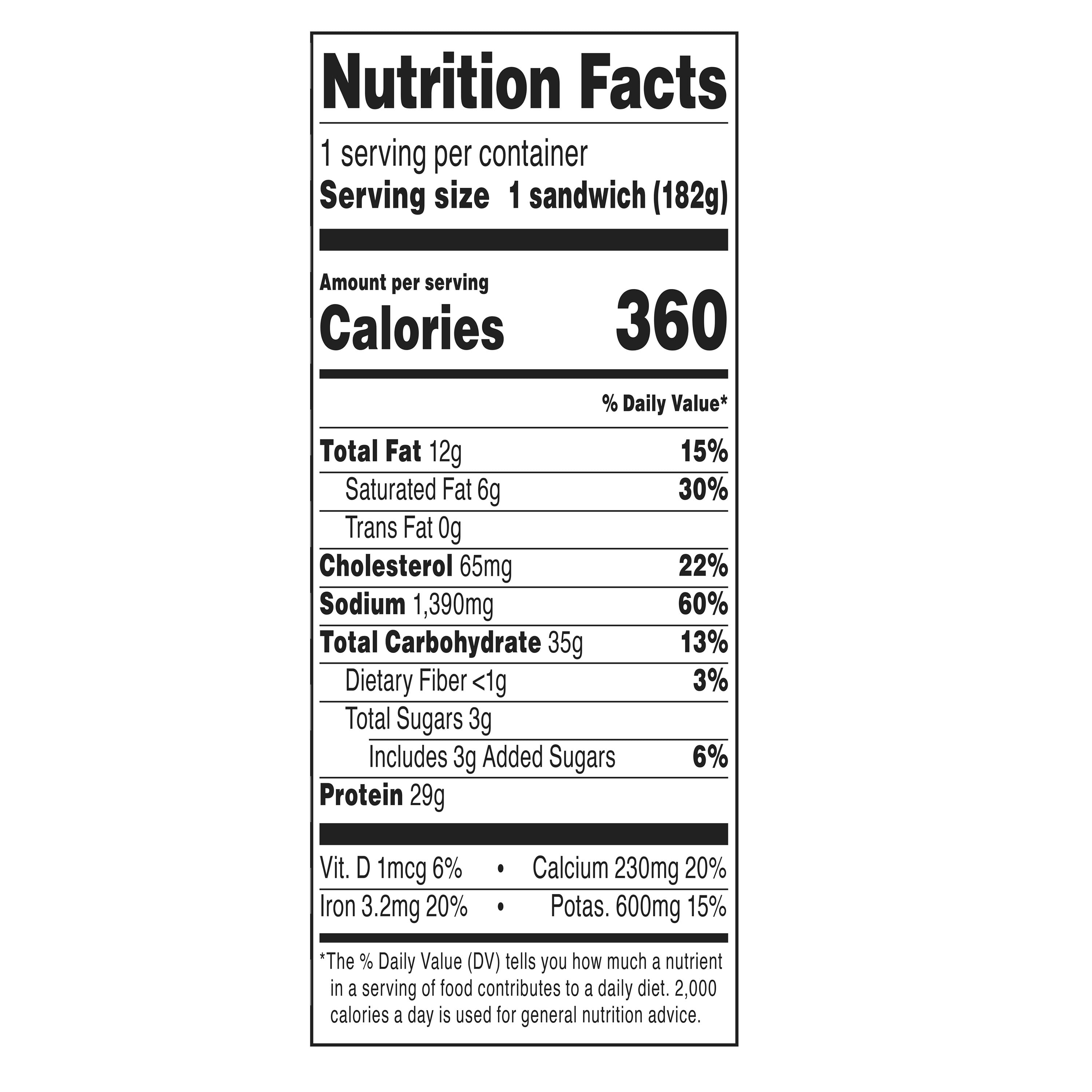 MKS HAM & SWISS MAP SUB SANDWICH HALF 8.1OZ