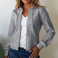 thumbnail image 6 of WTOBBY Women's Solid Color Zipper Hooded Cardigan Long Sleeved Sweatshirt Jacket, Casual Streetwear Top with Front Pocket and Comfortable Loose Fit,Gray M, 6 of 6