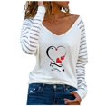 thumbnail image 1 of Blusa de manga larga de encaje estampado de moda para mujer Tops casuales con cuello en V Pompotops  FGAJ14570, 1 of 5