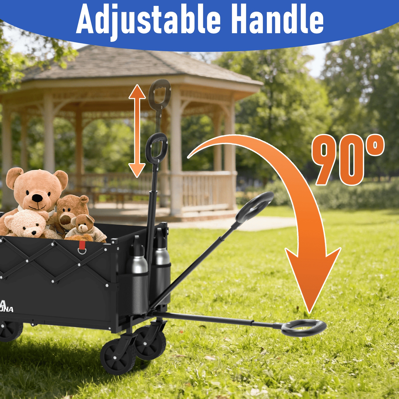 Yacona Wagons Carts Foldable, 450 lb Capacity Folding Wagon Cart with Wheels for Camping, Garden, Shopping, Black