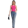 thumbnail image 6 of Women's High Neck Ribbed Tank Top 2-Pack Sleeveless Racerback Slim Fit Summer Casual Black/Hotpink Shirts, 6 of 7