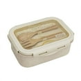 thumbnail image 1 of Lunch Box 850ML Lunch Box Large Capacity Portable Two Compartments Bento Container with Tableware Office Supply, 1 of 6