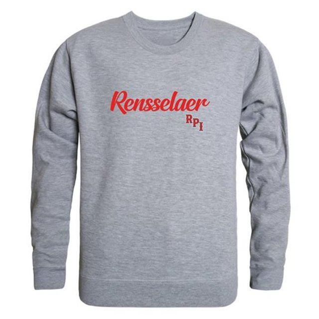 W Republic 556-367-HGY-02 Men Rensselaer Polytechnic Institute Script Crew Fleece, Heather Grey - Medium