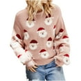 thumbnail image 2 of Tejiojio Christmas Matching Fashion Women Long Sleeve O-Neck Christmas Santa Print Loose Knit Sweater Top, 2 of 8
