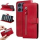 thumbnail image 2 of For Motorola Edge 60 5g / 60 Fusion 5g / 60 Pro 5g / Edge (2025) 5g Pu Leather Cases With Zipper Pocket Wallet Phone Cover Stand Red, 2 of 5