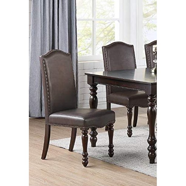 Set of 4 Faux Leather Dining Chairs with Upholstered Cushion Walmart