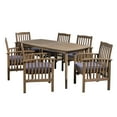 thumbnail image 6 of Frederic Outdoor 7 Piece Acacia Wood 71" Rectangular Dining Set with Straight Legs and Cushions, Gray, Dark Gray, 6 of 6