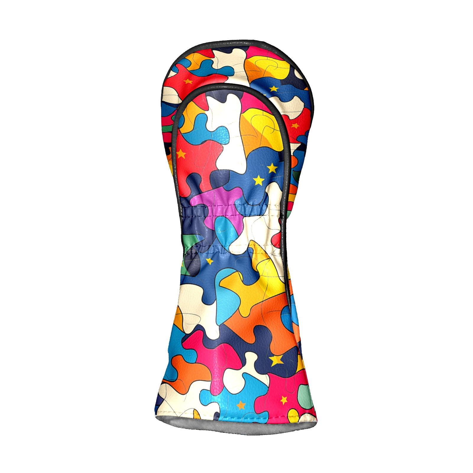 Golf Club Head Covers Color Puzzle PU Leather, Waterproof for Fairway Woods Hybrids