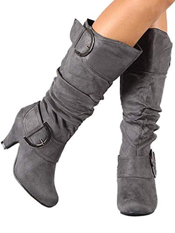 faux suede mid calf boots