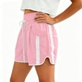 thumbnail image 5 of Costeam Womens High Waisted Athletic Shorts Drawstring Casual with Side Pockets Elastic Waist Side Stripe Dolphin Hem Workout Running Short Pants Lightweight Quick Dry Lounge Shorts, 5 of 6