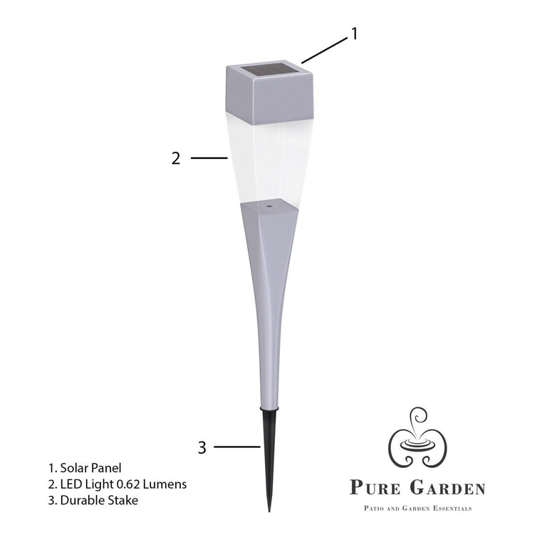 Solar Powered Lights (Set of 6)- LED Outdoor Stake Spotlight Fixture for Gardens, Pathways, and Patios by Pure Garden
