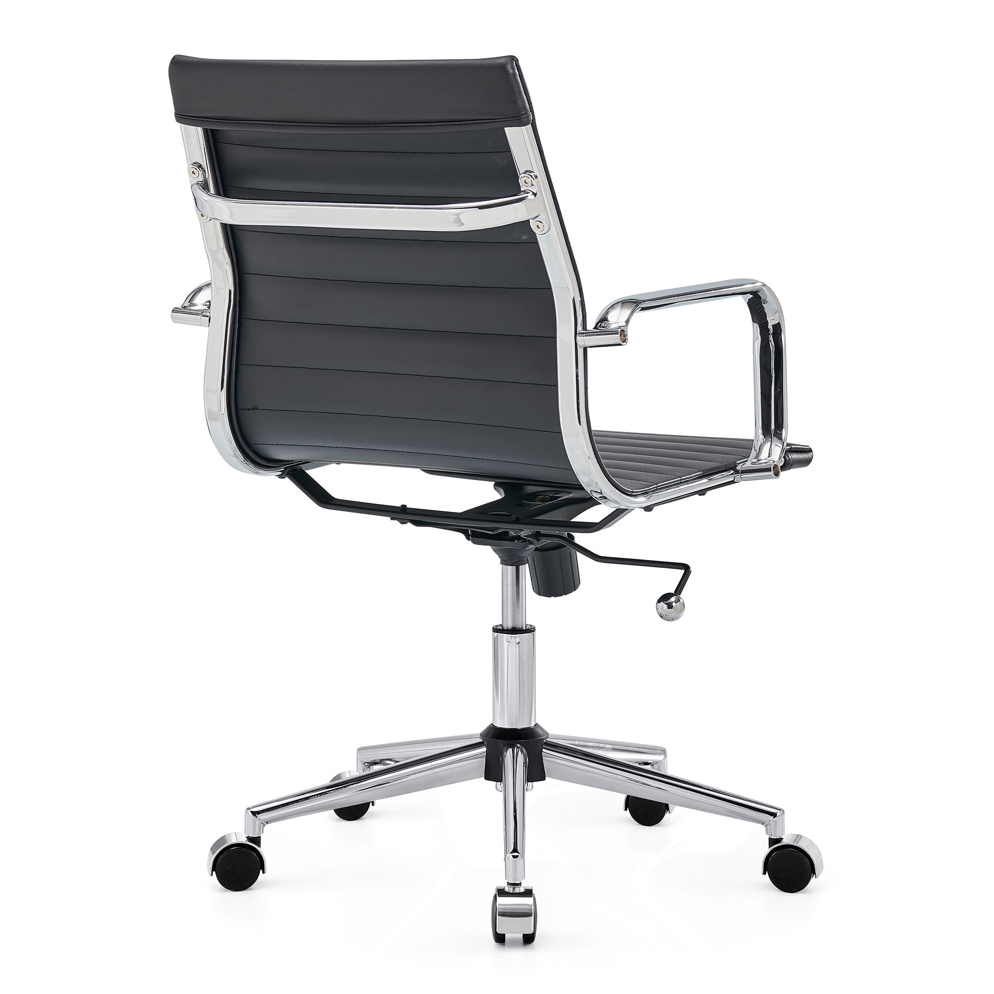 LUXMOD Mid Back Home Office Desk Chair Task Chair with Armrest Swivel Chair in Durable Vegan Leather Ergonomic Desk Chair for Extra Back and Lumbar Support Conference Room Chair