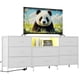 thumbnail image 1 of QinaQin Mueble para TV de 63 pulgadas con 8 cajones de tela y luz LED, consola multimedia con estructura de acero para televisores de 65, 70 y 75 pulgadas, 1 of 8