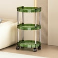 thumbnail image 4 of 3-Tier Rolling Storage Cart with Wheels Plastic Shelf Trolley for Living Room,Dorm,Kitchen 22.44x11.81x11.81in Organizer Rack in Coffee or Green, 4 of 7