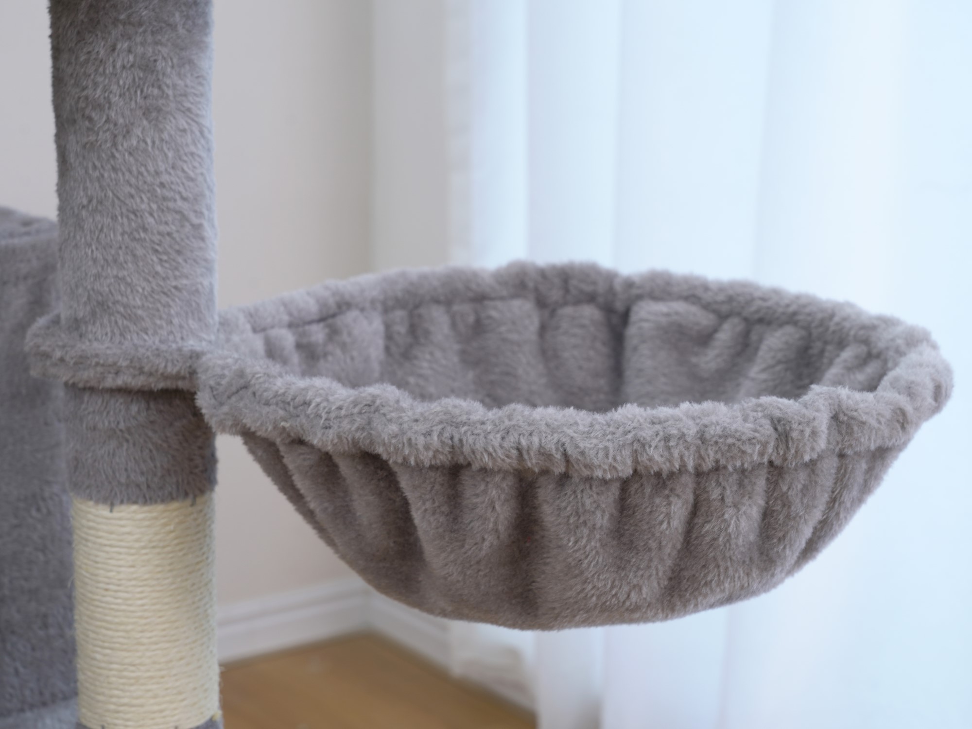 Vibrant Life Heavy Duty 7-Level 67" Cat Tree with Scratch Ramp, Hammock, and Two Condos, Light Gray