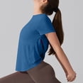 thumbnail image 5 of Tqcoqu Open Back Workout Tops for Women,Casual Short Sleeve Crew Neck Loose Athletic Gym Yoga Tshirts Clothes,Blue Women's S-XL, 5 of 8