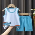 thumbnail image 4 of Kaprioy Summer Outfits Set For Kids Boys Baby Toddler Cartoon Outfits Vest Sleeveless Printed Dinosaur Tops+Shorts Boys' Shorts Sets, 4 of 5