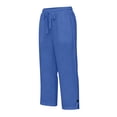 thumbnail image 6 of Capris For Women With Pockets Cotton Loose Fit Straight Leg Drawstring Elastic Waist Cropped Pant Casual Summer Linen Clothes Royal Blue 2XL, 6 of 7