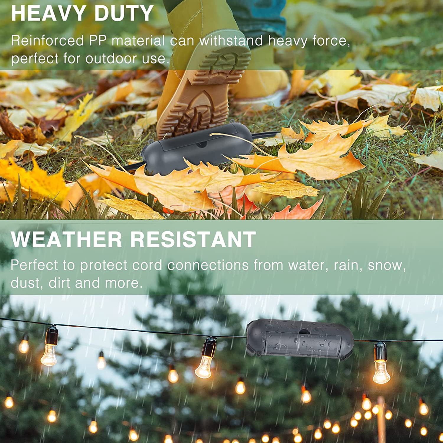 Outdoor Extension Cord Safety Cover with Waterproof Seal, Weatherproof Electrical Connection Box to Protect Outdoor Outlet, Plug, Socket, Christmas Holiday Decoration Light