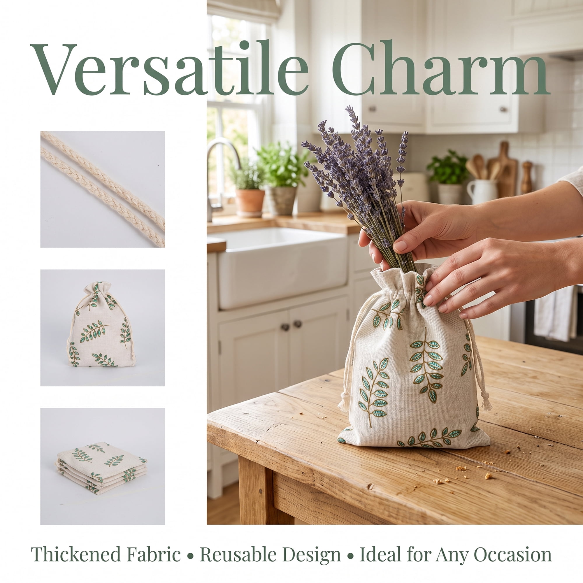 Unique Bargains Drawstring Gift Bags with Handles for Occasions Green Leaf 5.1" x 7.1"