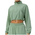 thumbnail image 2 of Sakmal Cute Blouses Women Athletic Workout Green Tops Solid High Neck Long Sleeve Tops for Women, 2 of 6