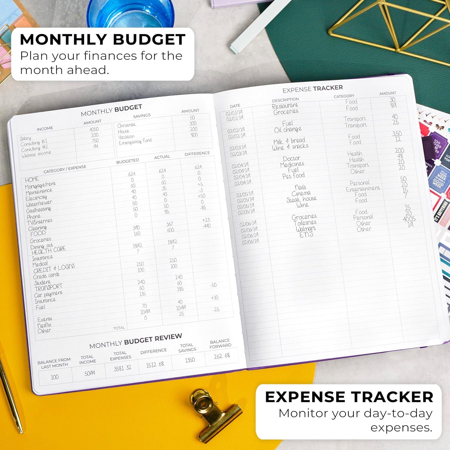 Planner Pro Premium A4 Undated Weekly Monthly Budget Organizer with Stickers for Productivity Goals