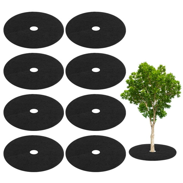 Uxcell 8 Pack Non Woven Tree Cover Rings,5.9 Inch Weed Fabric Cover,Apply To Tree Mulch Ring(Round Black)