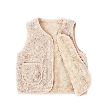 

TUOBARR Autumn Winter Baby Boys Girls Warm Velvet Vest Coat Beige(6Months-6Years)