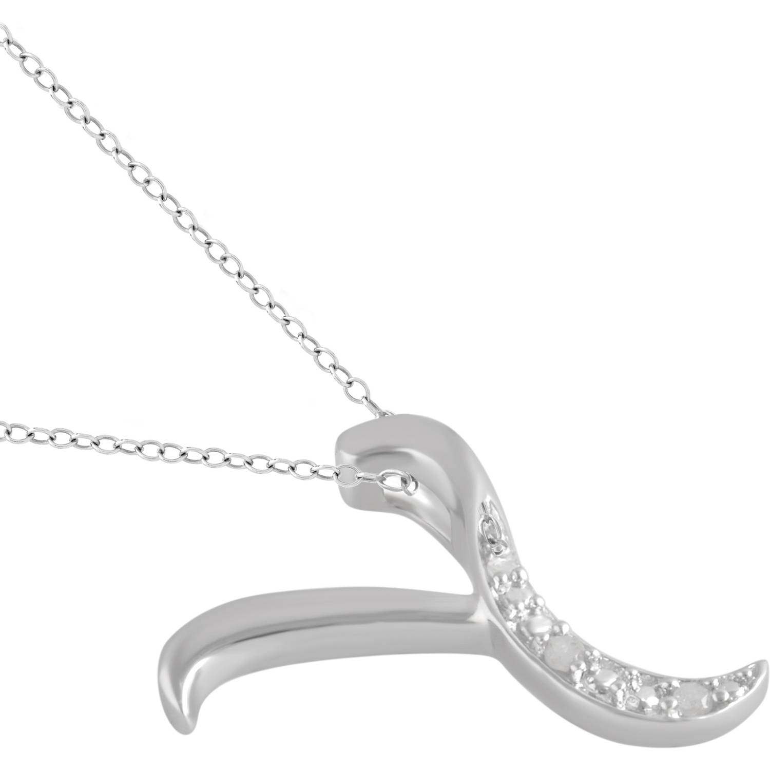 Arista Diamond Accent White "Y" Initial Women's Pendant in Sterling Silver, 18"